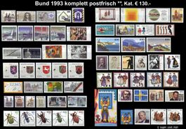Bund 1993 komplett postfrisch, € 130.- mit Blockeinzelwert