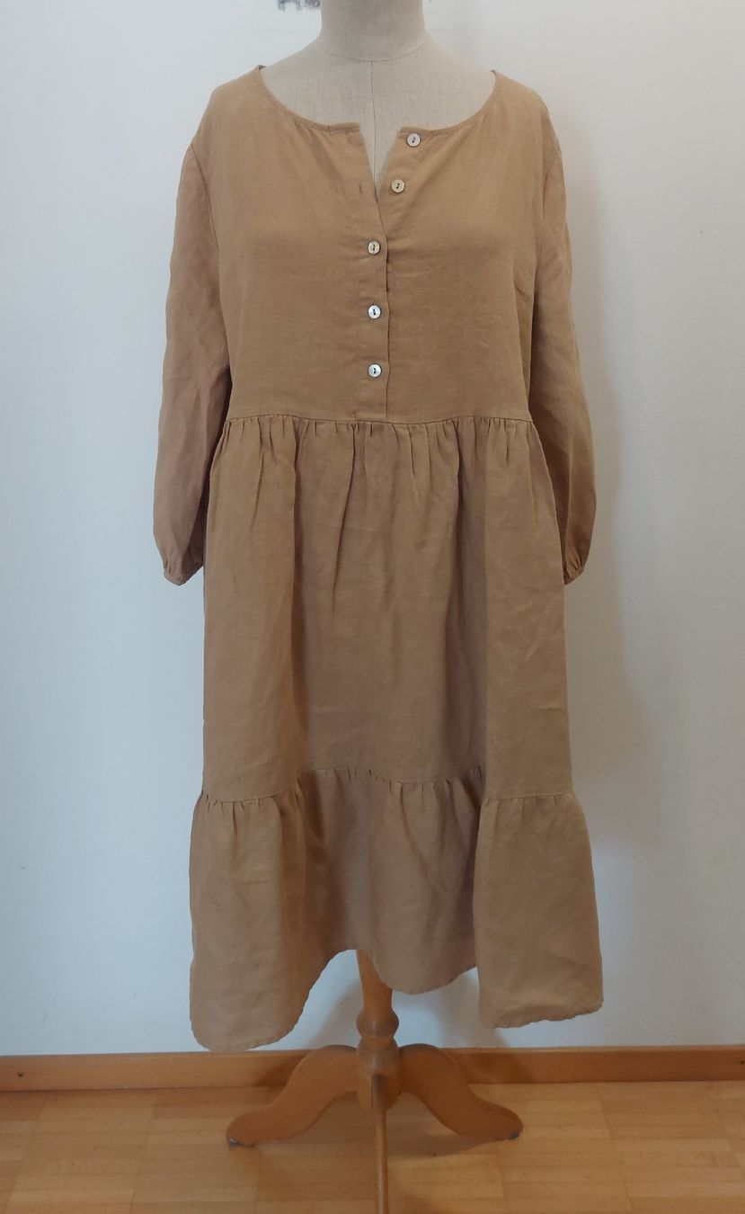 Hallhuber Vestiti: Kleid, beige, 100% Leinen, Gr. 44 – Usato da Oberengstringen venduto da PaolaDe