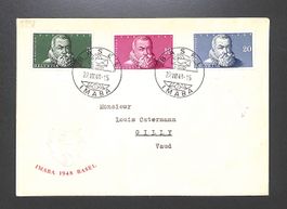 1948 FDC Blockausschnitte W29+W30. IMABA Basel - illustriert
