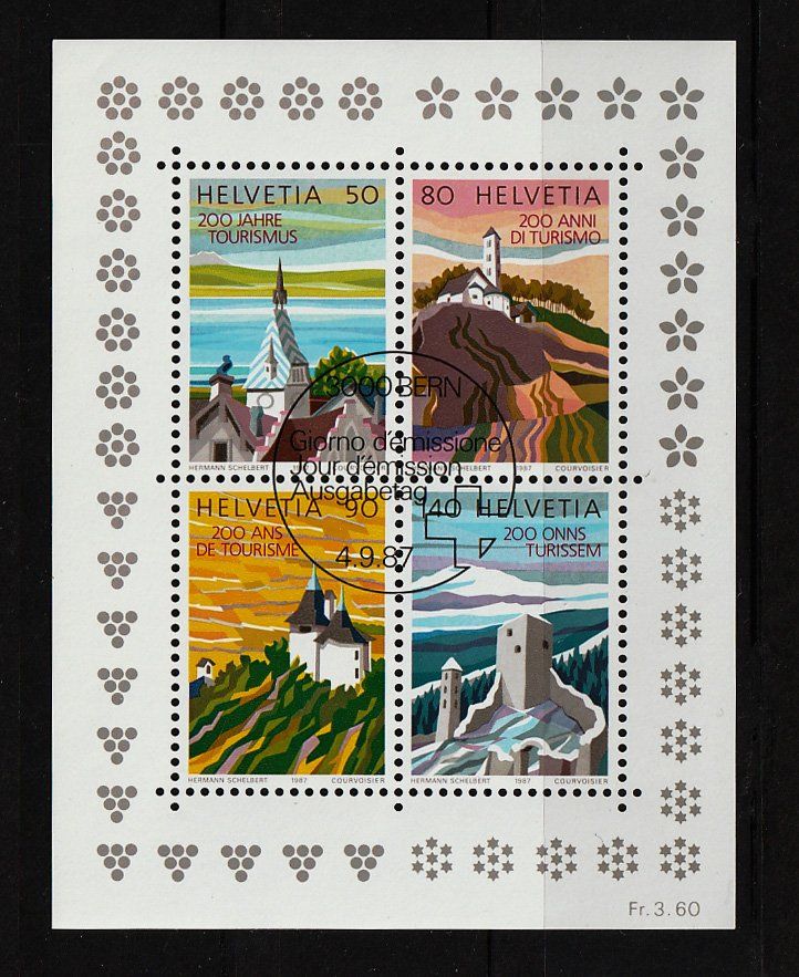 Alle Briefmarken: 1987 Block 200 Jahre Tourismus ETS – Gebraucht aus Arlesheim von gaugi43