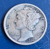 1923 Mercury Dime Silber, USA, schön.
