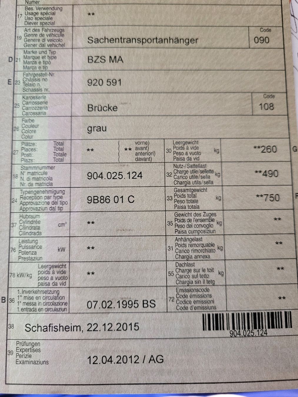 Bzs Rimorchi: Zivilschutzanhänger – Usato da Möhlin venduto da dbm67 4