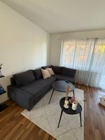 Dunkelgraues Ecksofa mit Schlaffunktion und Stauraum (ohne M