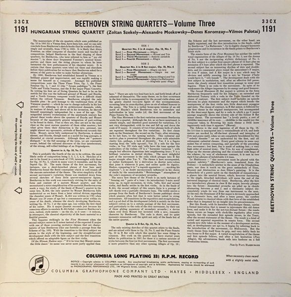 Dischi in vinile: Beethoven – String Quartets Nr. 5 & 6 (LP, 1955) – Usato da Grüningen venduto da azulamarillo_vinyl 1