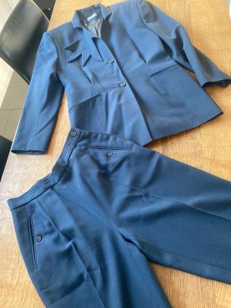 *ANNEX* KOSTÜM/ANZUG/Blazer & Hose Gr.40/M blau Wollgem.