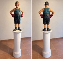 Boxer Figur Skulptur auf Sockel 1989 signiert 