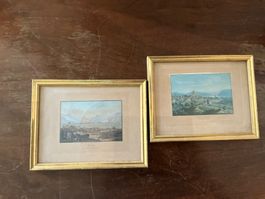 2 alte Ansichten Lausanne Vevey gerahmt gebraucht 19,5/15,5