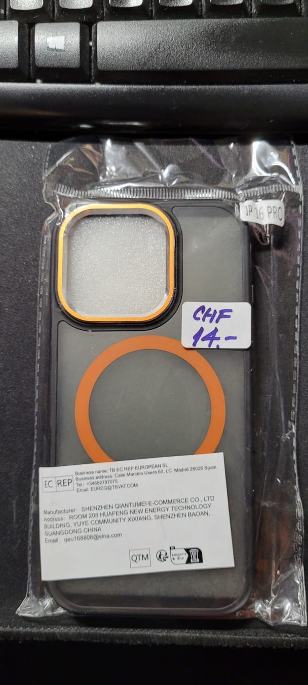 Apple Cover & Protezioni schermo: iPhone 16 Pro MagSafe Hülle Schwarz Orange – Nuovo e nell'imballaggio originale da Meilen venduto da Zen25 4