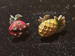 Ohrstecker Marienkäfer und Ananas Motiv gebraucht