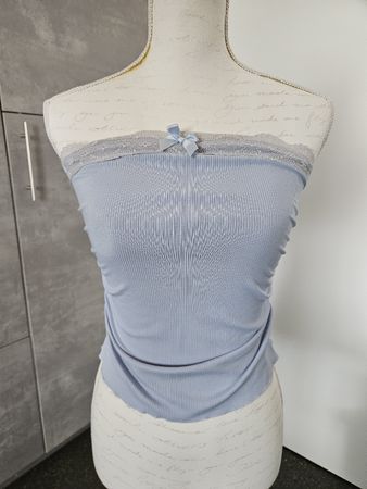 Bandeau Top hellblau mit Spitze Grösse S