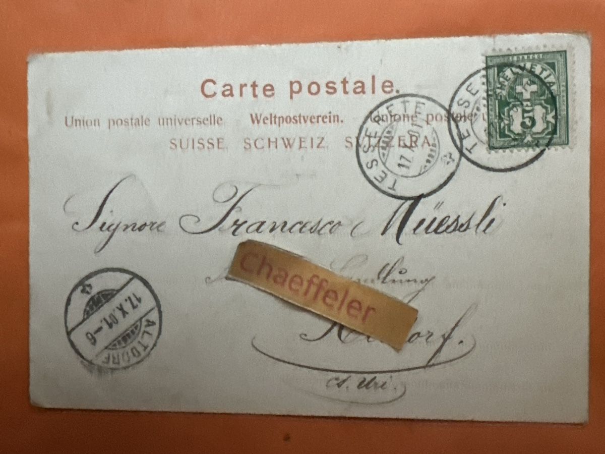 Cartoline postali: 1901 Convento di Bigorio – Usato da Zürich venduto da Chaeffeler 1