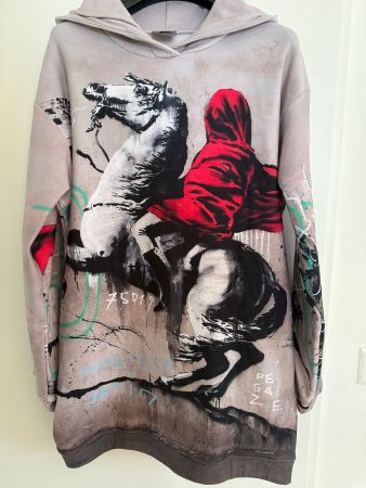 BANKSY REITER Hoodie Kleid - Einzigartiges Design Grösse M