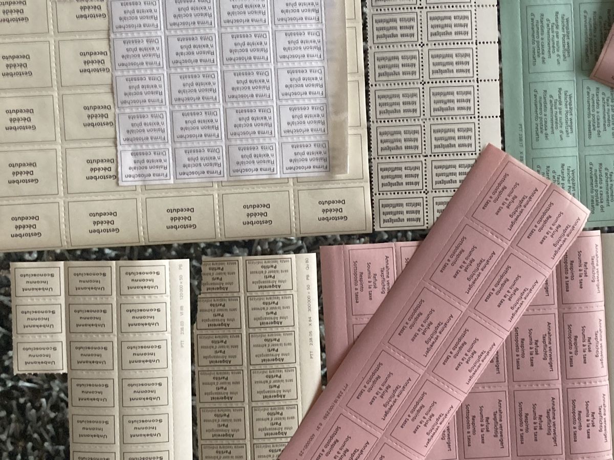 Tutti i francobolli: PTT Formular: 12 Bogen/Teilb. Vermerkzettel – Nuovo (secondo la descrizione) da Buchrain venduto da Blochha 1