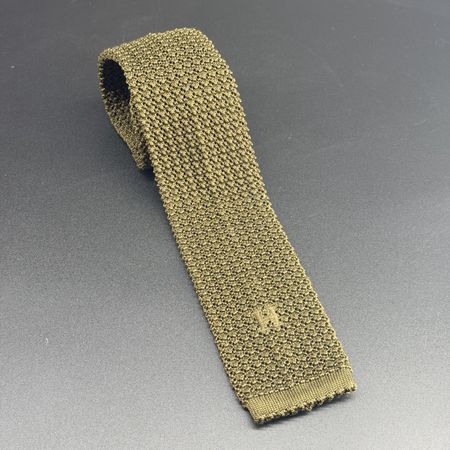 Cravate Hermes Tricot Soie Kaki Homme