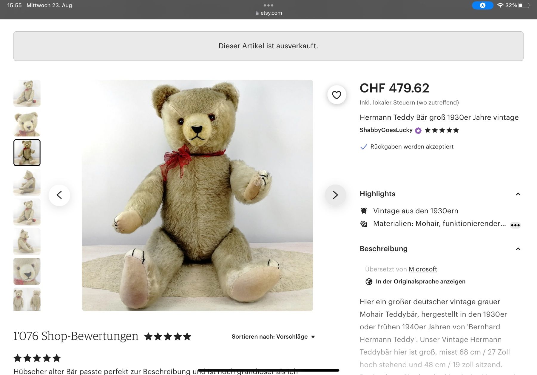 Teddy Hermann Jouets: Teddy Bär – D'occasion à Herisau par eri_2tb5 9