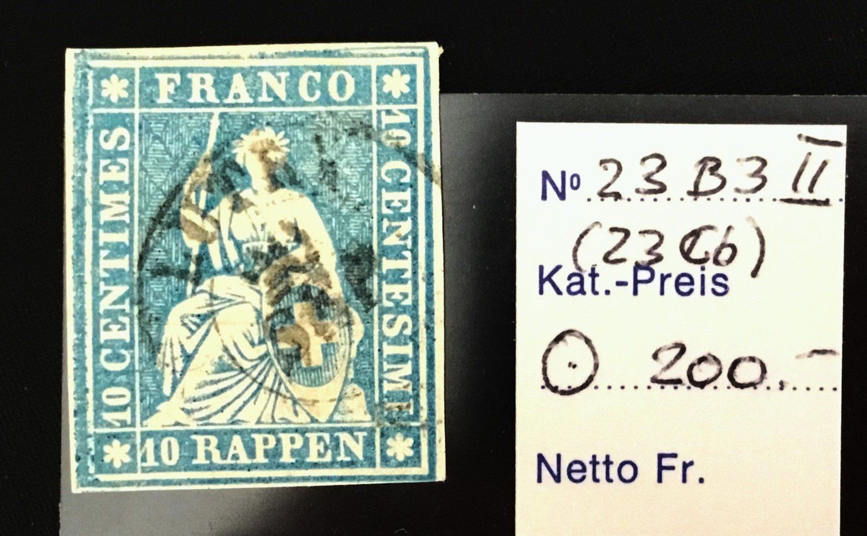 Tutti i francobolli: Strubel 23Cb, vollrandig, mit augenfälligen Randabarten – Usato da Belp venduto da Dschopp