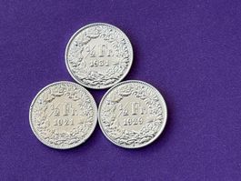 1/2 Fr 1921,1929,1931sehr schön
