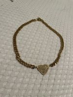 Kette Herz mit Glitzersteinen Goldfarben