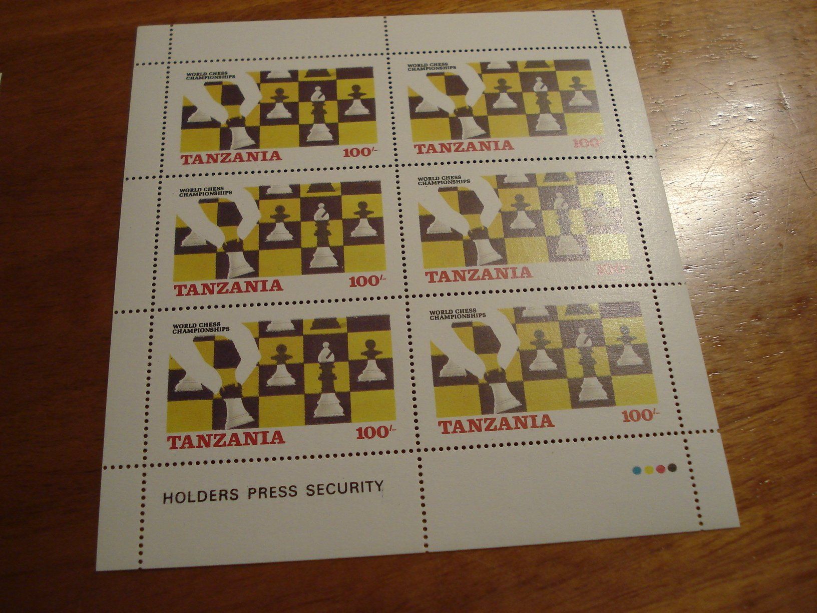 Alle Briefmarken: Tanzania, Kleinbogen Schachweltmeisterschaft. ** – Gebraucht aus Niederwil AG von morostahu