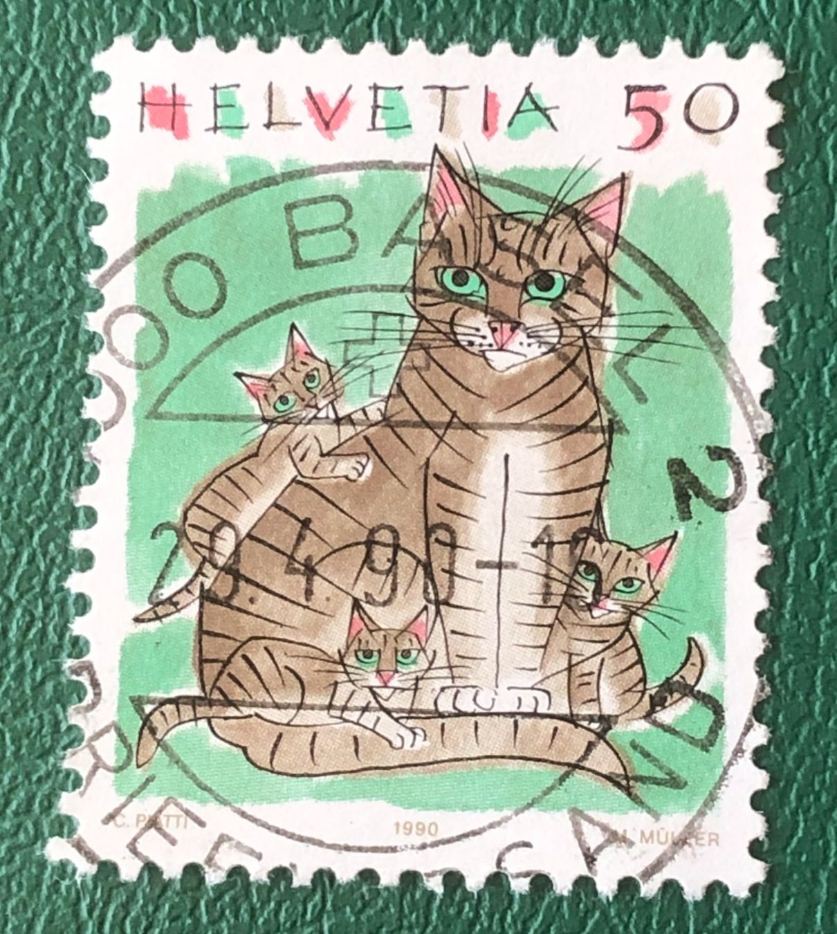 Alle Briefmarken: Nr.790 mit VollStempel Katzen 1990 Basel   – Gebraucht aus Aarau von Billa007