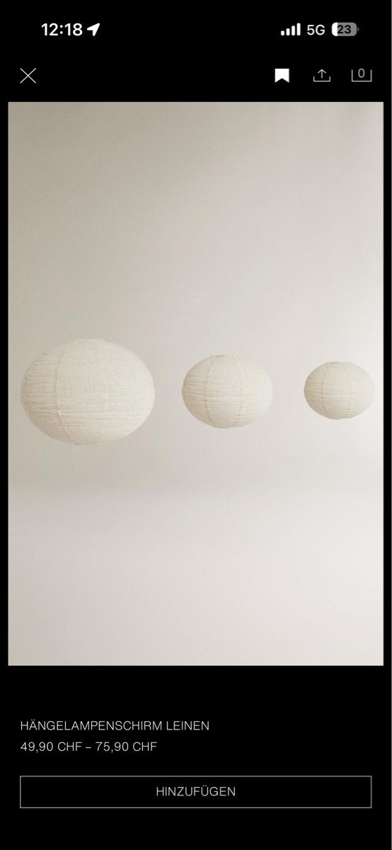 Lampes: Hängelampenschirm Zara Home Leinen – Neuf (Voir description) à Kilchberg ZH par jewlzsister 2