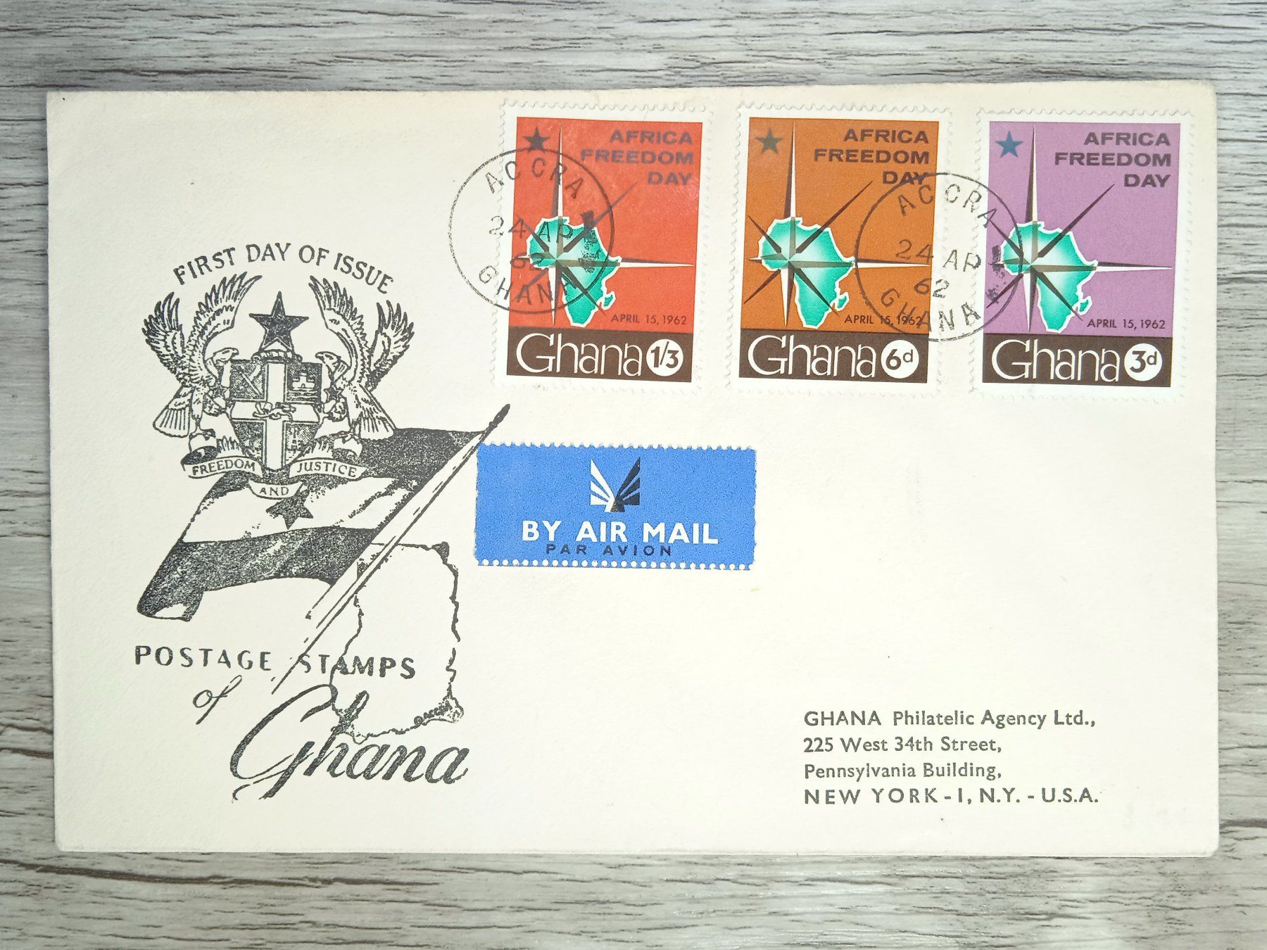 Tutti i francobolli: TR80 Enveloppe + Timbre Ghana 1962 – Usato da Cousset venduto da Patrick_Collections