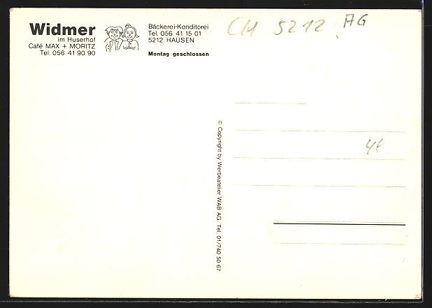 Cartoline postali: Hausen, Widmer im Huserhof, Café Max un – Usato da Berlin venduto da bartko-reher 1