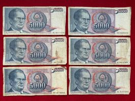 Belgrad 1985 - Jugoslawien - 5000 Dinara - 6 x Tito !