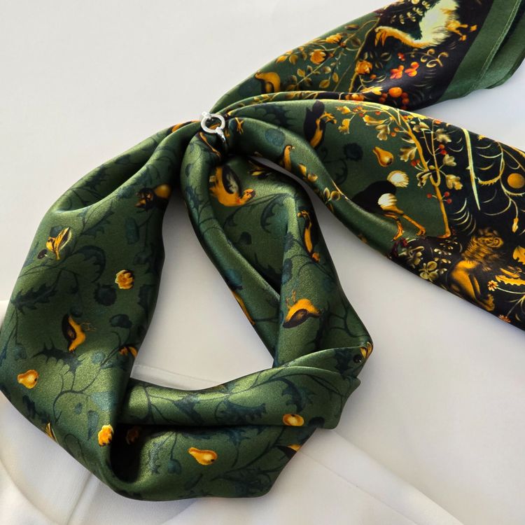 POULAS Silk Scarf DEEP LICHEN GREEN