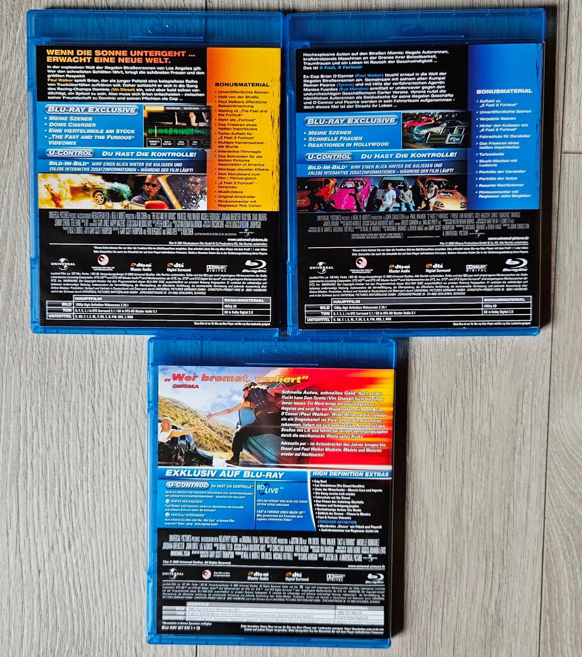 Alle DVDs: Fast & Furious Paket | 3 Blu-rays | Teile 1, 2 & 4 | Top – Gebraucht aus Brittnau von leroyjethro 1