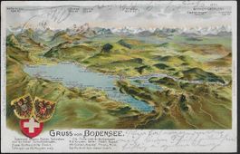 1903 AK Gruss vom BODENSEE drei Länder sauber Top ab 1.-