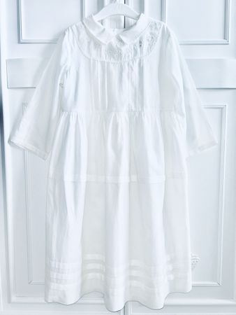 Bonpoint girls white cotton embroidered dress Kleid 6 Y