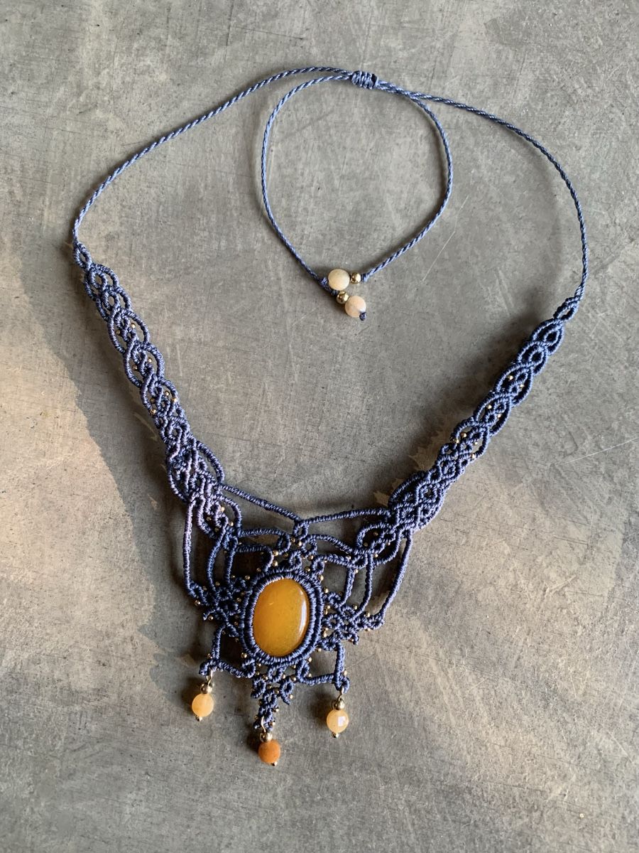 Catenine: 💛 Collier macramé bohème chic – Topaze jaune & aventurine – Nuovo e nell'imballaggio originale da Versoix venduto da val_t6jc 3