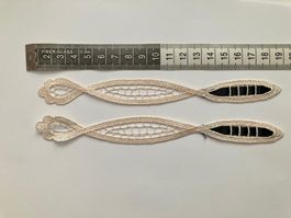 Applik echte St. Galler Spitze Bänder weiss/schwarz 1 Paar