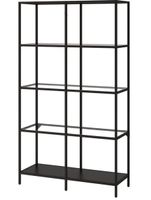 IKEA VITTSJÖ Regal / Metallregal schwarz, Glastablare
