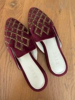 ZYNE Designer Slides, Velvet & Beaded, Size 38, Maroon