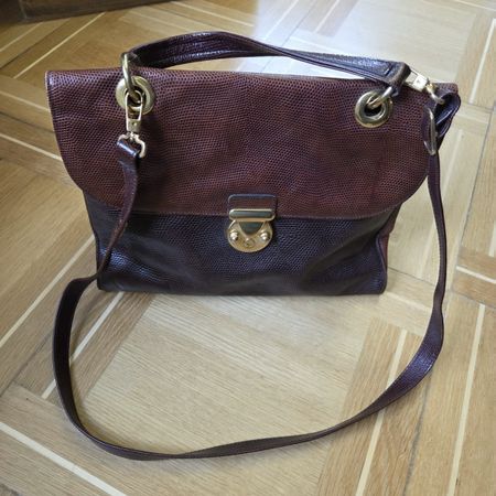 Handtasche Rolf Dey Leder braun mit Goldbeschlägen