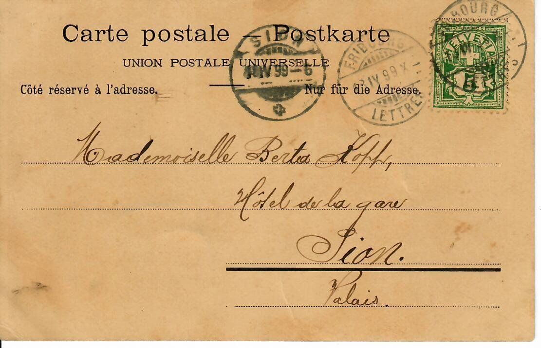 Cartoline postali: Fribourg 1899 – Usato da Hochdorf venduto da Ziegel-16 1