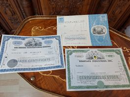 Historische amerikanische Aktien 3er Set Scripophily