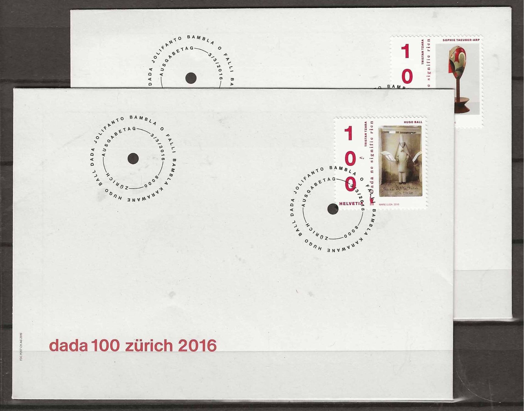 Tutti i francobolli: F1583 -  2 FDC Art Dada – Usato da Trélex venduto da Phil_Albert