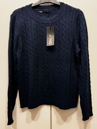 Pullover femme ONLY à motifs torsades, navy, taille L