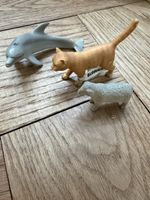 2 Schleichtiere (Katze, Delfin) + Schaf (nicht Schleich)
