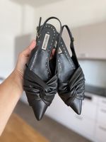 Roberto Cavalli Black Leather Slingbacks, Size 37!