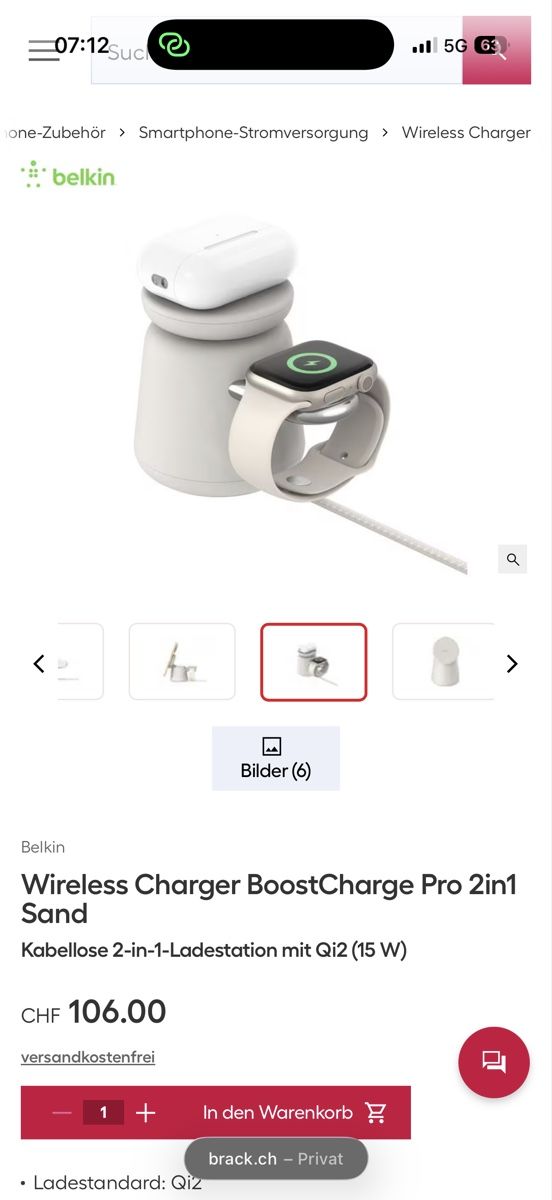 Belkin Caricabatterie: Wireless Magsafe Charger 2in1 – Nuovo (secondo la descrizione) da St.Gallen venduto da SU2 3