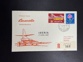 Iberia Erstflugbrief Genf - Barcelona 1964