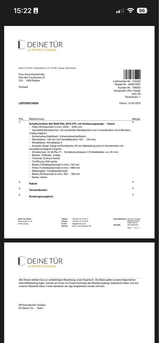 Türen: Set Porte Acoustique – Gebraucht aus Mont-sur-Lausanne von Olivier710 1