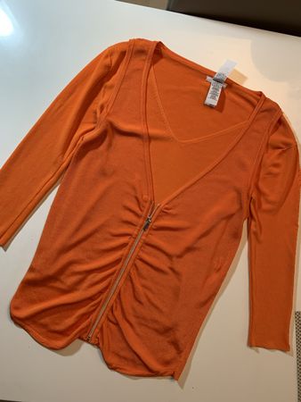 Orange Strickjacke mit Reissverschluss, Herbstlook!