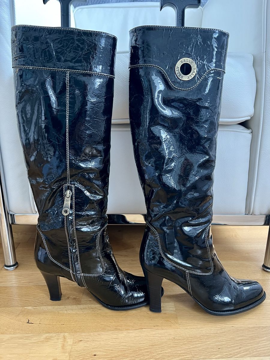 Bally Damenschuhe: Bally Stiefel Gr. 38 schwarz Lackleder – Gebraucht aus Basel von Bettybooo 4