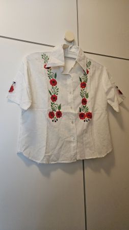 Camicetta cotone bianco leggero con ricamo fiorato tg.M