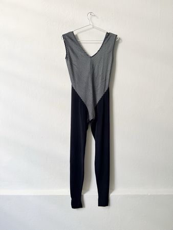 Gymnastics Suit striped top navy leggings size S